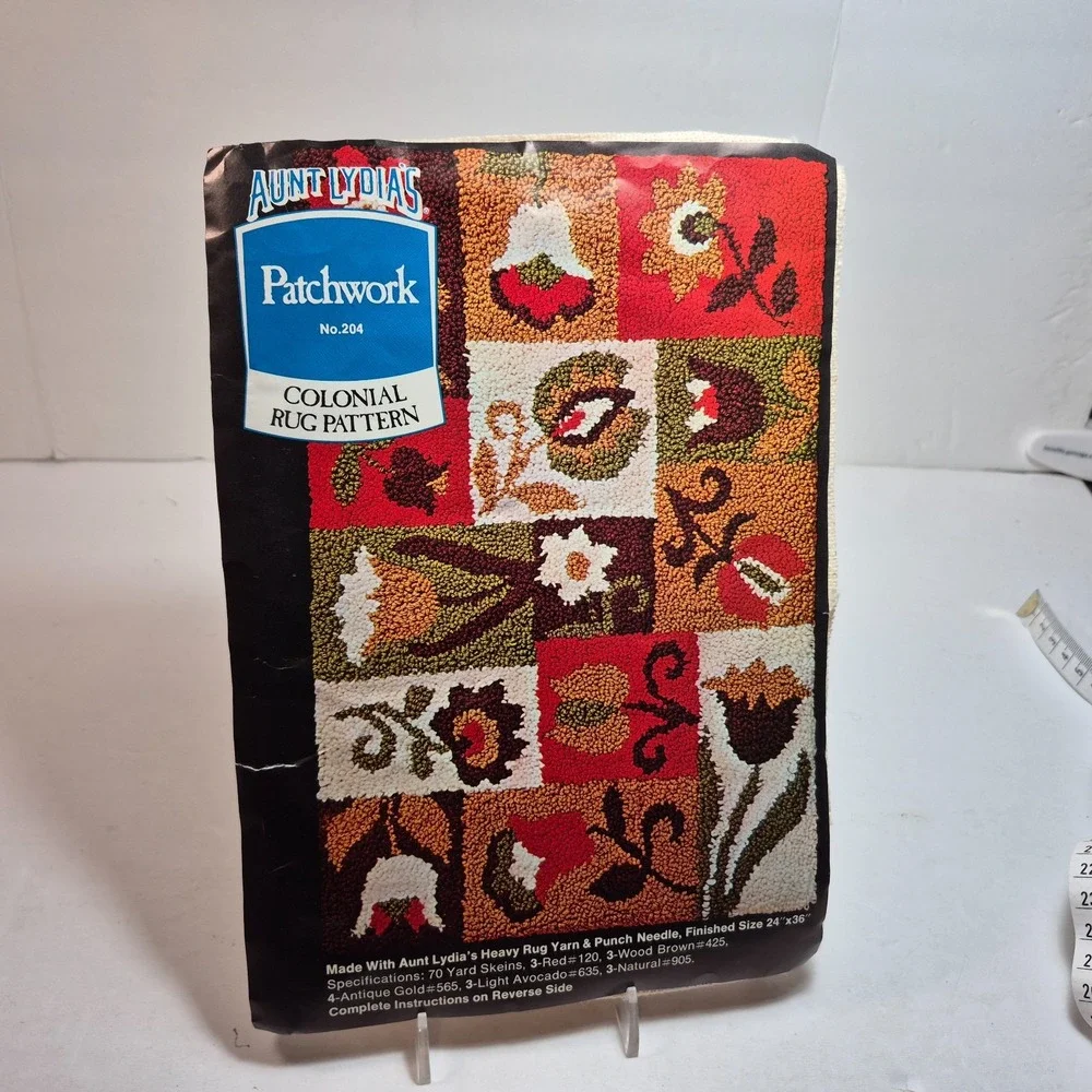Aunt Lydia's PATCHWORK COLONIAL Printed Canvas Rug Pattern #204 OPEN BAG